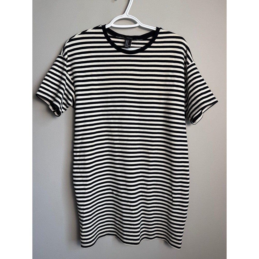 Forever 21 Striped Short Sleeve T-Shirt Dress Medium Minimalist Grunge Goth